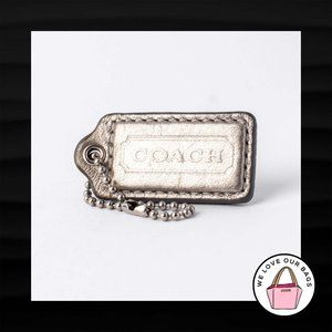 2" Medium COACH SILVER METALLIC LEATHER KEY FOB BAG CHARM KEYCHAIN HANGTAG TAG